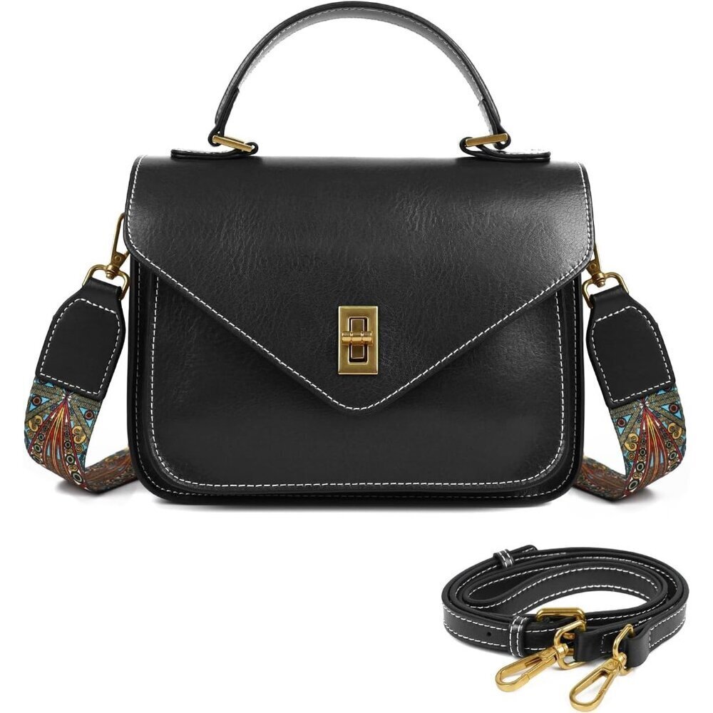 Leather Crossbody Bag Women Lightweight Travel Purse Adjustable Straps